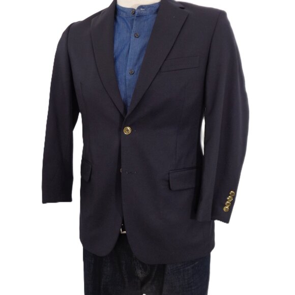 Tom James 100% Wool Midnight Blue Blazer 38R Gold Color Button - Picture 5 of 14